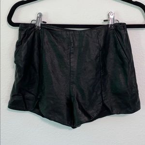 Luxe Apothetique High-Waisted Black Leather Shorts